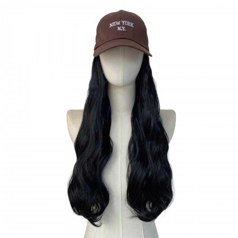 Korean Style Wavy Long Curly Wig Cap Synthetic Hair No Bangs Any Face Shape