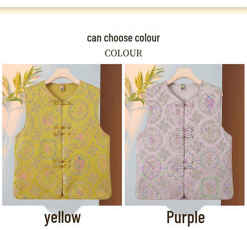2026 Spring Chinese Jacquard Frog Button Vest – Fashionable Vest for Middle-aged Women