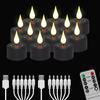 6/12PCS LED Candle Electronic Use Charging Flameless Flicker Tealight Timed Remote Orange Black Candle Wholesale Decorative