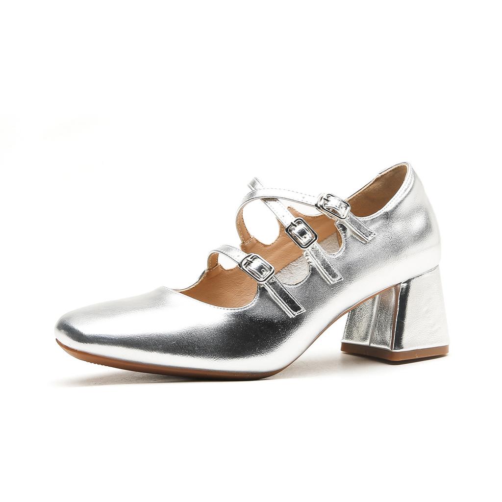 Кожаные балетки для женской обуви Хуэйчжоу Su Yinyin такие же туфли Мэри Джейн на высоком каблуке корейская версия весенние одинарные туфли толстый каблук