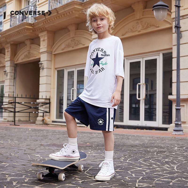 Converse Летняя унисекс свободная повседневная футболка с круглым вырезом для детей 2024