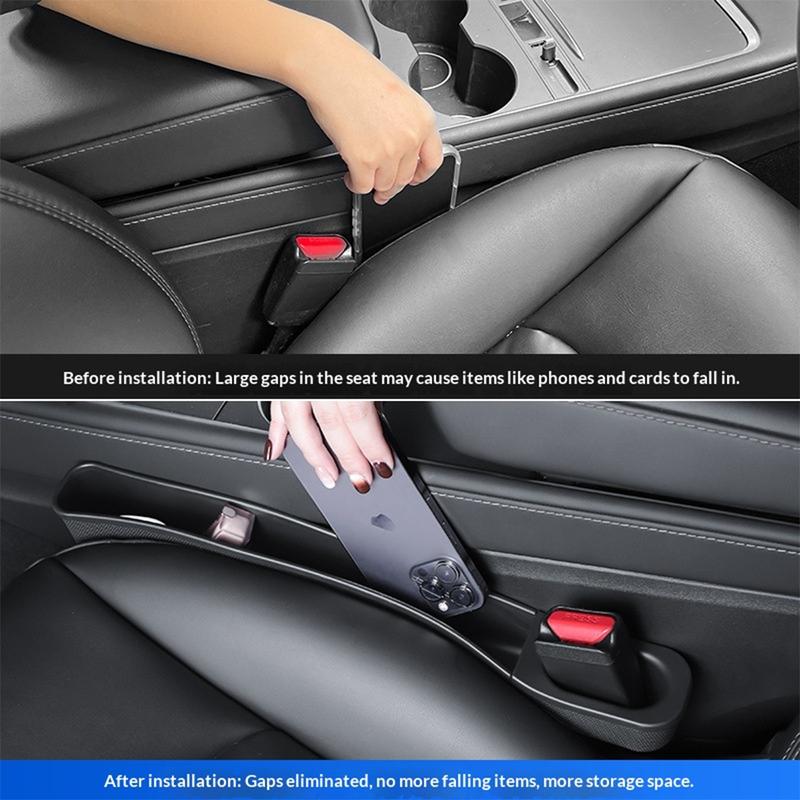 Car Seat Gap Filler Organizer TPE Side Seam Car Gap Filler Leakproof with Storage for Tesla Model 3 Highland Model Y Juniper