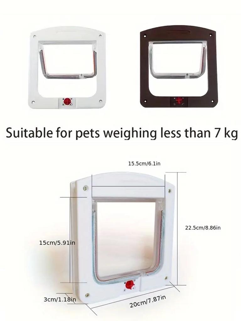 1 шт. Дверца для домашних животных, отверстие для двери для собак, дверной клапан для кошек, 4-сторонний поворотный замок, двухсторонняя дверь для домашних животных для маленьких средних кошек и собак