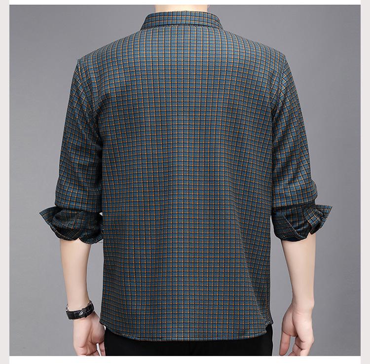 Men's Plus Velvet Plaid Long Sleeve Thick Warm Shirt Cardigan for Autumn and Winter