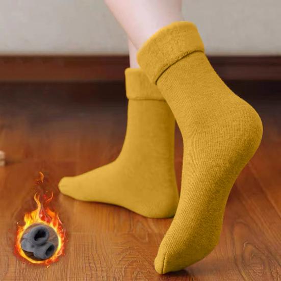 5 Pairs Winter Snow Socks Unisex Thick Plush Mid-tube Thermal Elastic Anti-slip Solid Color Slim Socks for Skiing Skating Camping