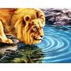 Алмазная картина Лев Пить Воду Полный Круглый Алмазная Вышивка Мозаика Вышивка Крестом Украшение Дома
