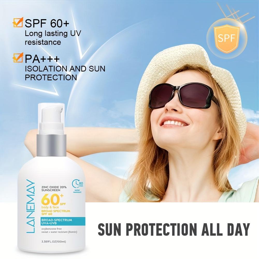 SPF60+ Daily Sun Protection Broad Spectrum - Hydroxy Acid and Vitamin E, Fast Absorption, Waterproof and Sweat-proof, Sunscreen, Suitable for The Body