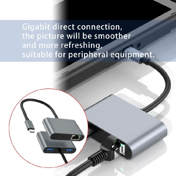 Легкий Ethernet-конвертер USB C в RJ45-адаптер с гигабитной скоростью и двойным USB-портом, широкое применение, зарядка PD60W
