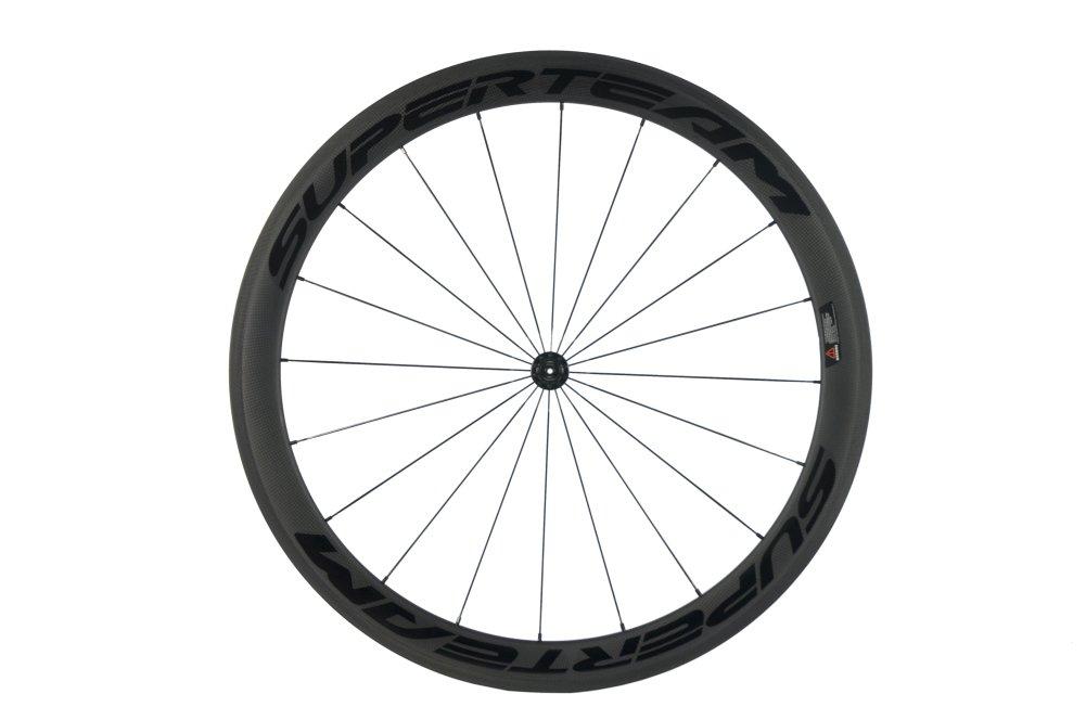 Windbrake Bike SUPERTEAM 50mm Clincher Wheel Set 700c 23mm Road Bike Carbon Wheel (Black)