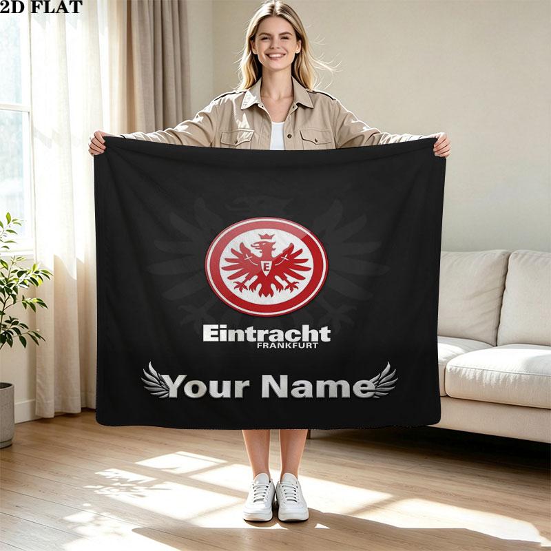 1PC Eintracht Frankfurt Custom Name Patterned Flannel Blanket Suitable For All Seasons for Home Decor Warmth and Comfort Gifts Holiday Present