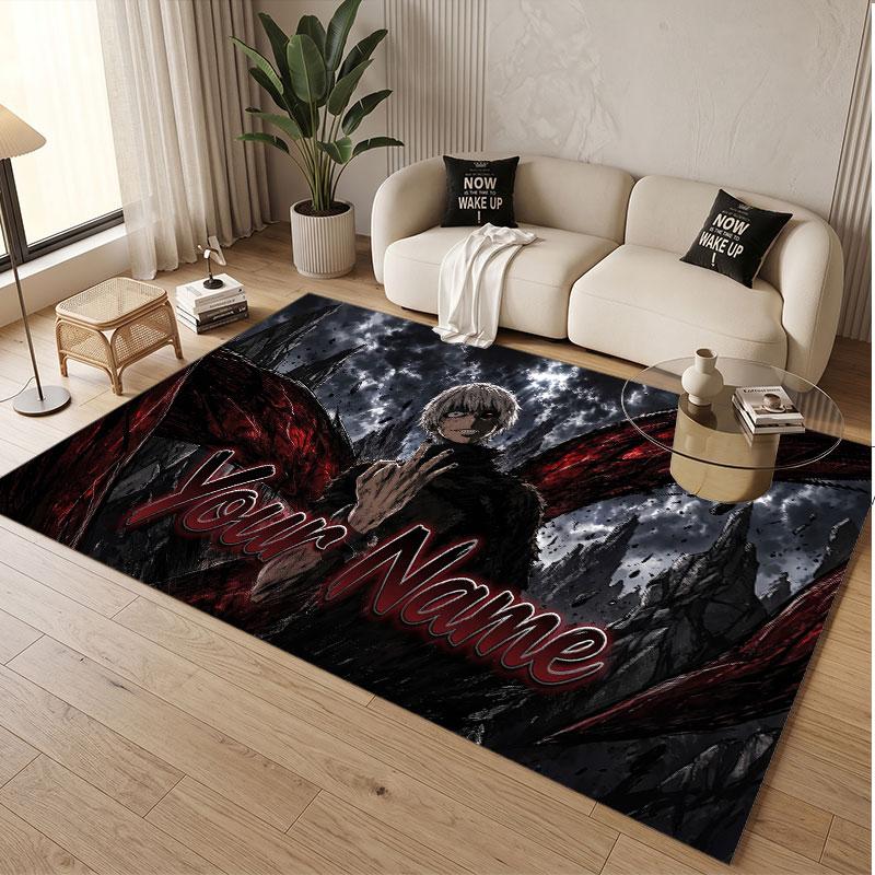 Custom Name Crystal Velvet Rug,Tokyo Ghoul Comfortable Anti Slip Floor Mat For Room Decoration