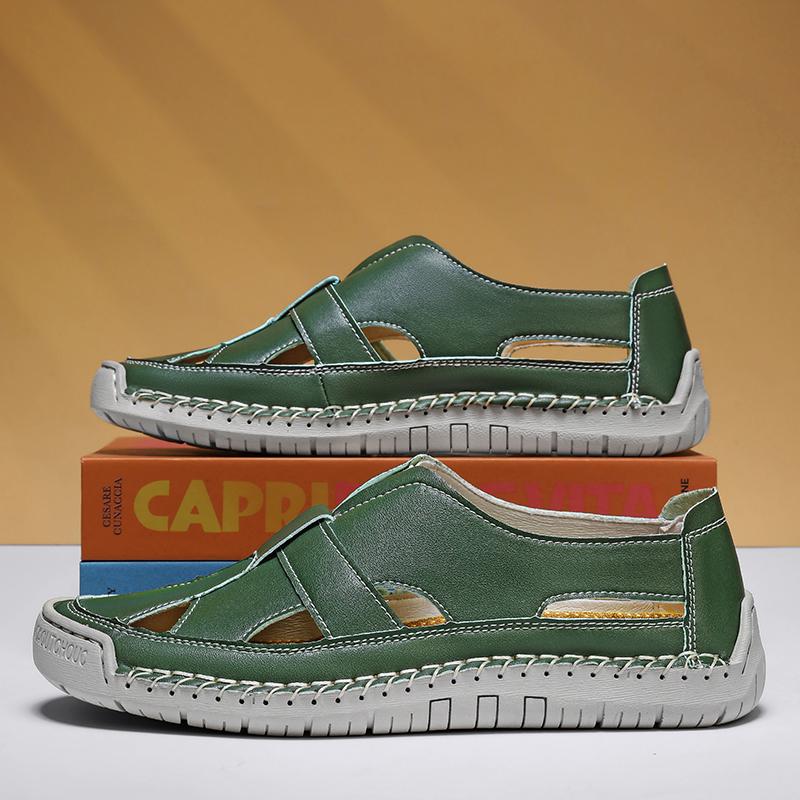 Fashion High Quality Men Sandals Leather Summer Men's Loafers Outdoor Breathable Couples Beach Sandals Roman Shoes