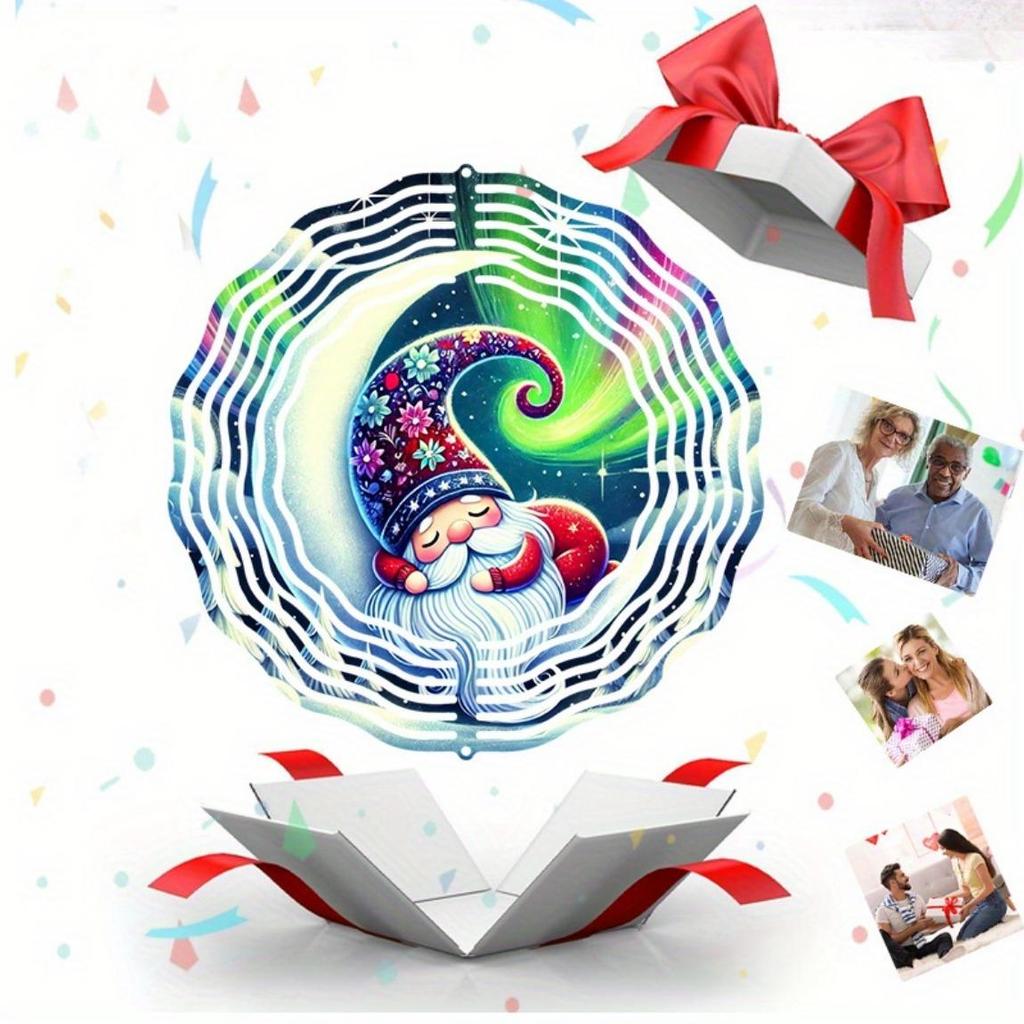 Durable Metal Garden Decor Whimsical Sleeping Gnome 2D Wind Spinner Vibrant Nighttime Design Perfect for Outdoor Yard and Garden Decoration