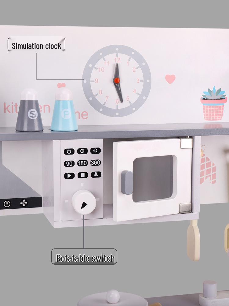 Children's Nordic Style Wooden Play Kitchen Set with Fridge and Oven