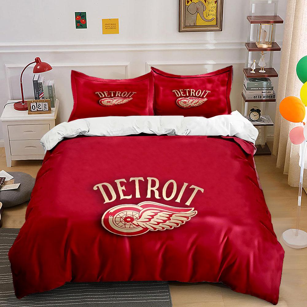 Detroit Logo Red Bedding Set Bedding Duvet Cover Set Duvet Cover Pillowcases (1 * Duvet Cover 2 * Pillowcases, without duvet insert)