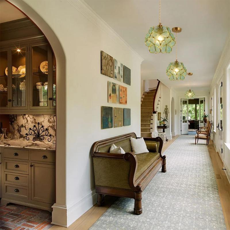 Стеклянные подвесные светильники Светодиодный потолочный светильник Домашний декор Люстра Подвесной цветочный фонарь Подвесные люстры Светильник кухонный остров