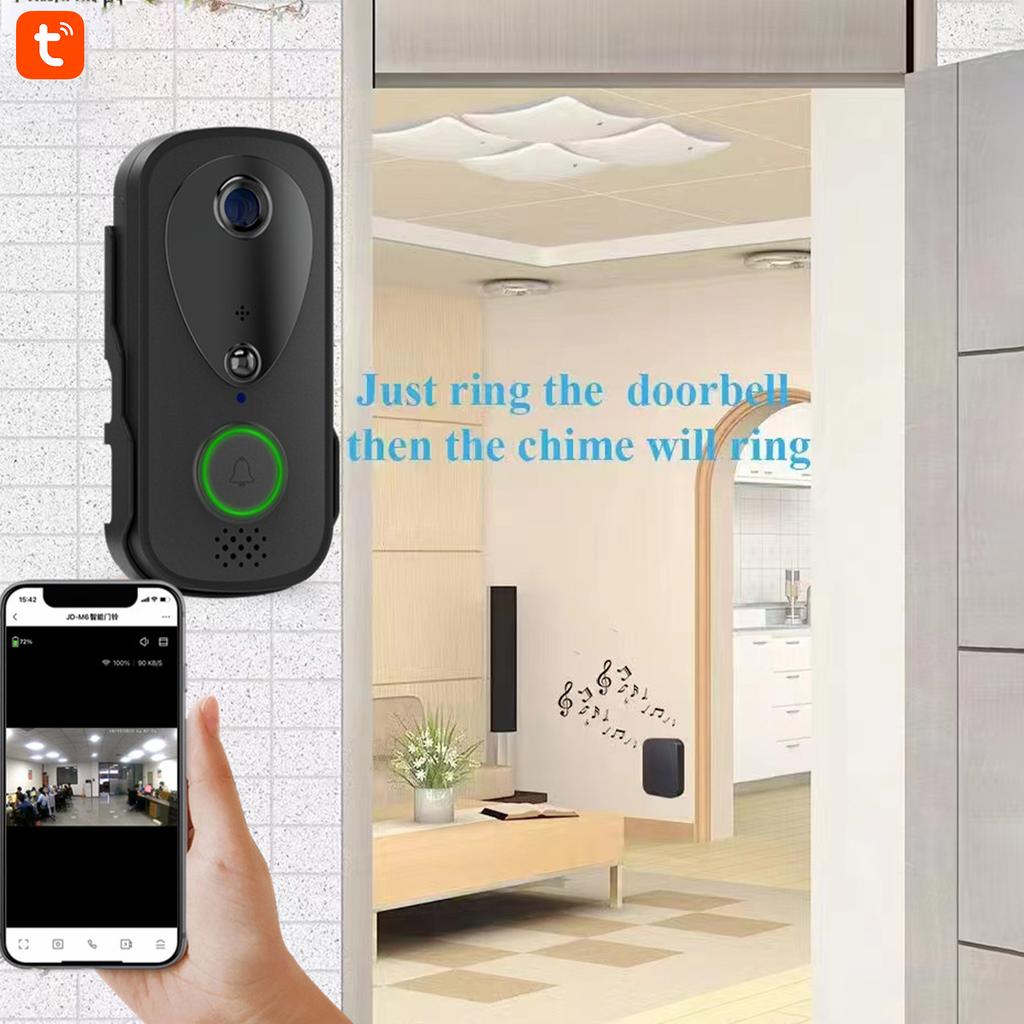 Умный дверной звонок Дверная камера Управление через приложение TY Инфракрасный ночной просмотр Двухдиапазонный WiFi Беспроводное видео
