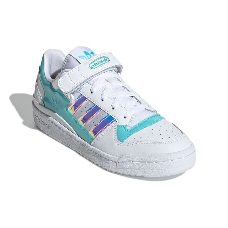 adidas Forum Low White Переливающиеся кроссовки унисекс Cloud-White Pulse-Aqua Pink-Tint GX3398