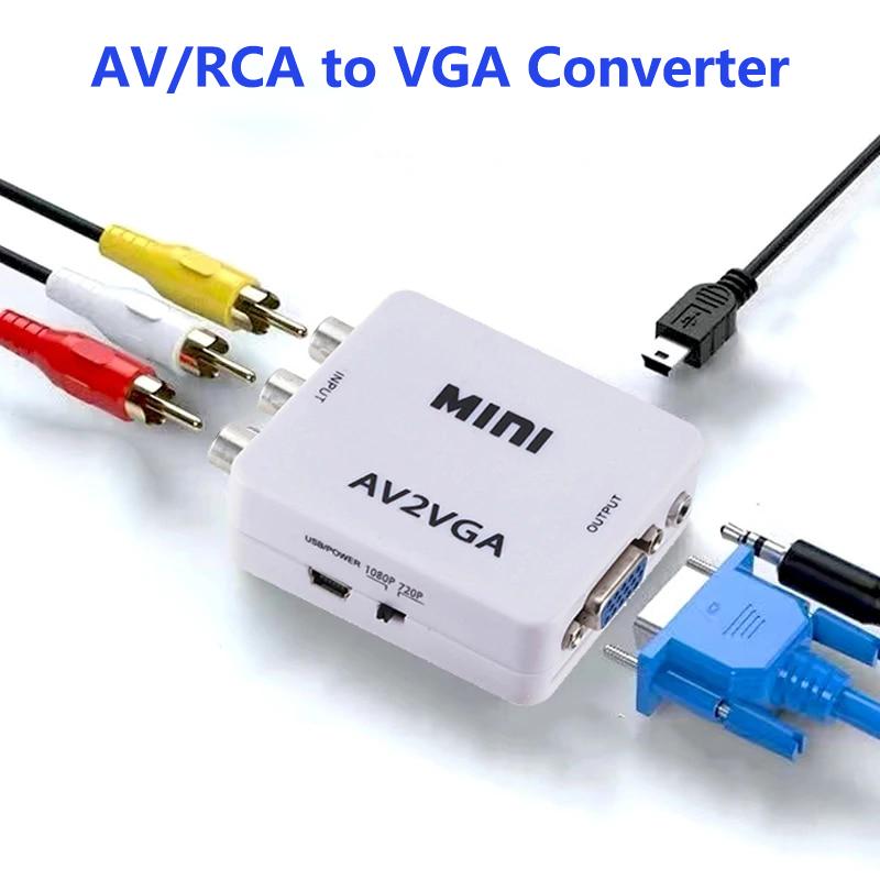 Мини-видеоконвертер RCA в VGA с поддержкой аудио 3,5 мм