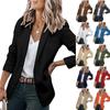 Женский повседневный кардиган с открытым передом и лацканами, длинный рукав, рабочий костюм, куртка, пальто