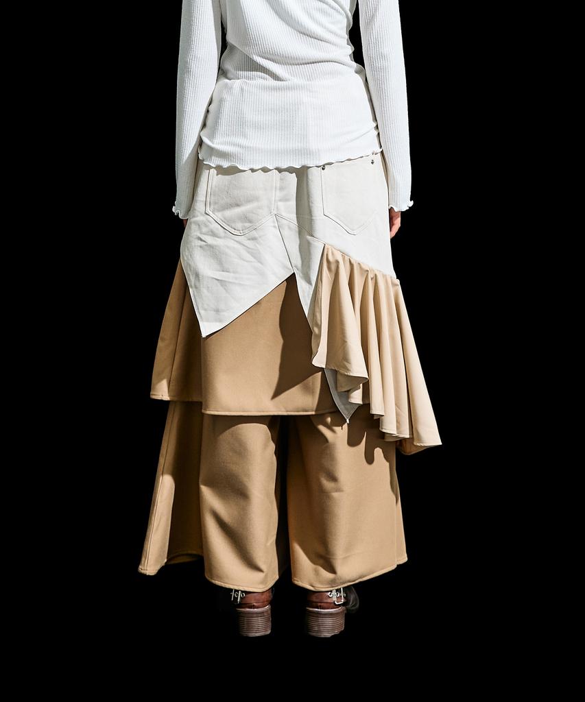 Lekyulli Ruffle Detail Skirt Pants Beige