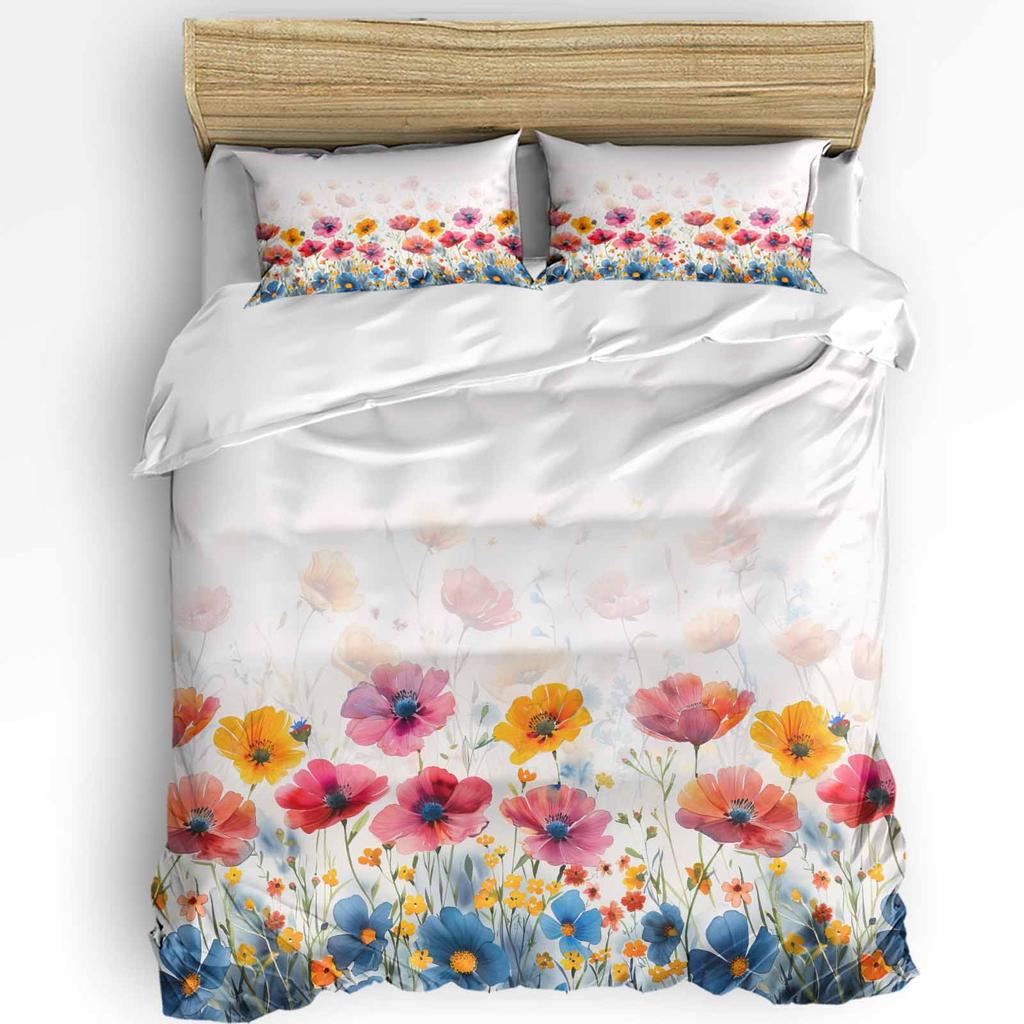 Vintage Flower Leaf Abstract 3pcs Bedding Set For Double Bed Home Textile Duvet Cover Quilt Cover Pillowcase