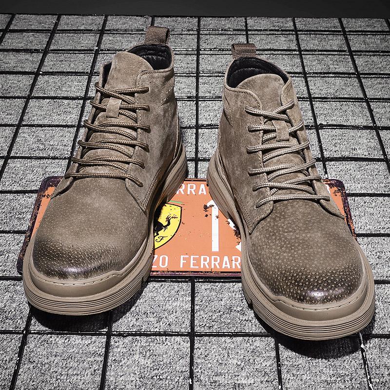 Зимние мужские ботильоны Классические деловые кожаные ботинки Мужские повседневные короткие ботинки Модные высокие ботинки на шнуровке Бесплатная доставка