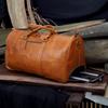 Handmade Leather Trolley Duffel: Personalized Mens Weekender Holdall Bag Gift him