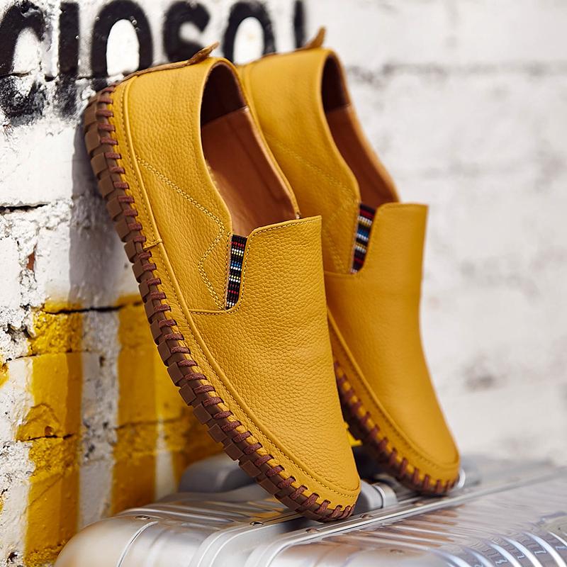 Fashion 2024 New Large Size 50 Men Loafers Soft Moccasins Fashion Soft Spring Autumn Genuine Leather Shoes Men Warm Flats Driving Shoes