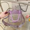 PVC Transparent Shoulder Crossbody Bag Rhinestone Thick Chain Ladies Small Purse and Handbags Fashion Jelly Summer Beach Totes CLE