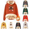 Women's Fashion Hooded Padded Thickened Warm Printed Loose Pullover Sweatshirt