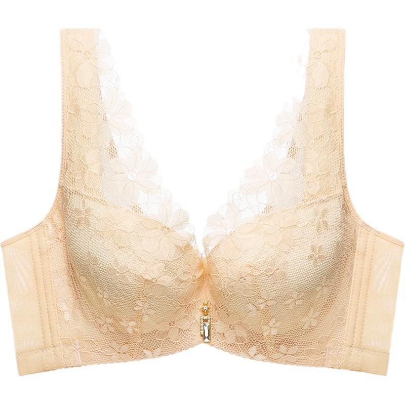 Large Size Women Ultra Thin Minimizer Brassiere Unpadded Underwire Gather Bra Sexy Lace Lingerie