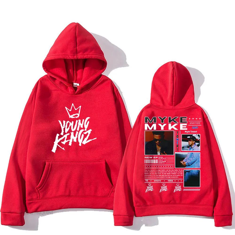 Rapper Myke Towers Tour Hooded Long-sleeved Harajuku Casual Sweatshirt With Hooded Fleece Clothes Sudaderas Hoody