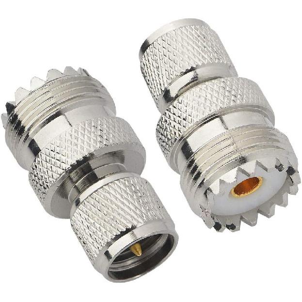 onelinkmore UHF Adapters Mini UHF Male to UHF Female SO239 PL259 Connector RF Coax Adapter Pack of 2