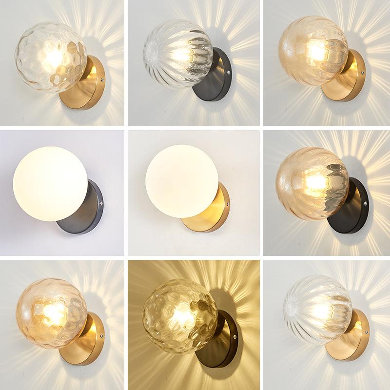 Светодиодный настенный светильник Nordic IndoorIron Modern Stairs E27, круглый стеклянный светильник для гостиной, спальни, коридора, прохода