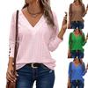 2024 Women's Casual V-Neck Long-Sleeve Lace Embroidered Button-Down Shirt