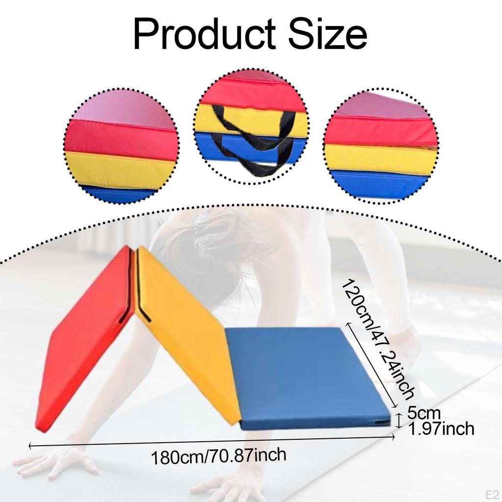 Exercise Mat with Carrying Handles Three Fold for Women Nonslip Easy To Carry Foldable Pad