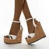 Designer Wood Grain Platform Wedges Women Sandals Gladiator High Heels Ankle Buckle Strap Summer Ladies Open Toe Shoes