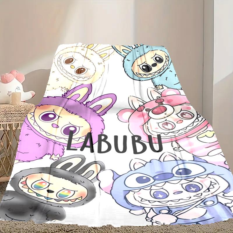 [1pc LABUBU Blanket] All-Season Blanket - Cozy Blanket for Sofa Couch Home Decoration, Digital Printed Nap Blanket