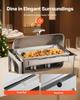 9Qt Rectangle Roll Top Chafing Dish Set with Full-Size Pan Stainless Steel