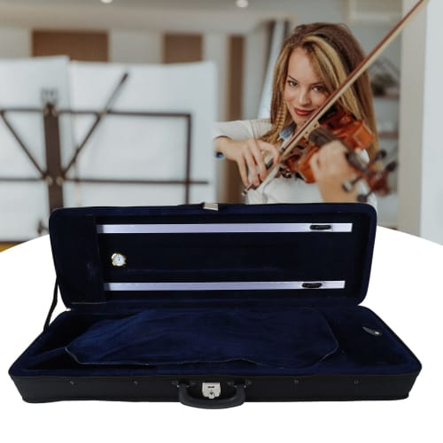 Portable, lightweight 4/4 violin case with built-in hygrometer.