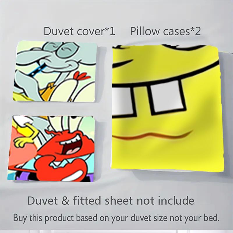 3Pcs Spongebob Squarepants Adventure Bedding Sets For All Sizes New 3D Printed Bed Cover Comforter Duvet Cover Pillowcase Bedroom Decoration