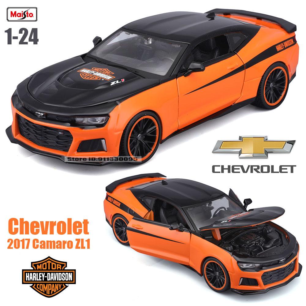 Maisto 1:24 Harley joint venture 2017 Chevrolet Camaro ZL11967 Ford Mustang GT Alloy car model decoration collection toys gifts