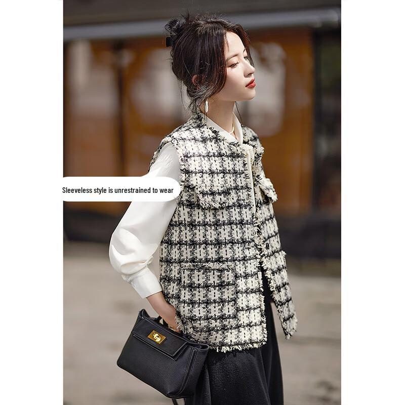 Women's Little Fragrance Style Plaid Vest