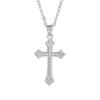 White Gold-Plated Cross Pendant Micro-Paved Necklace, Non-Fading, Christmas Gift Jewelry