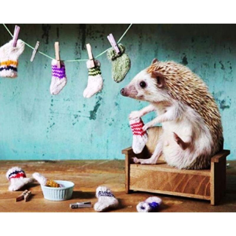 5d полная дрель круглая алмазная живопись ёжик для детей мозаика животное алмаз ручной работы подарок домашний декор 40x50 см