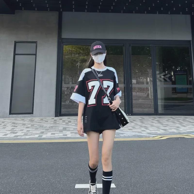 Мужская футболка в стиле ретро хоккей с шайбой — европейское и американское влияние, короткий рукав, уличная одежда, повседневная спортивная одежда