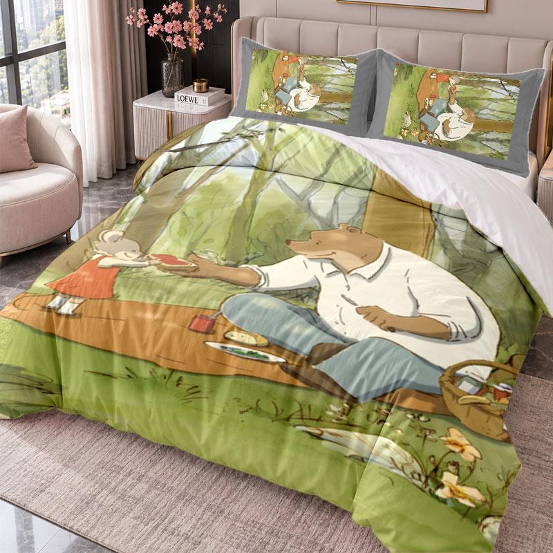 Ernest And Celestine 3Pcs Bedding Set Duvet Cover With Two Pillowcases For Bedroom Home Decoration