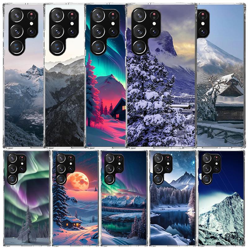 Landscape Winter Light Snow Phone Case For Samsung Galaxy S24 S25 Edge S26 Ultra S22 S23 Plus S21 + S20 FE Soft TPU Back Cover G