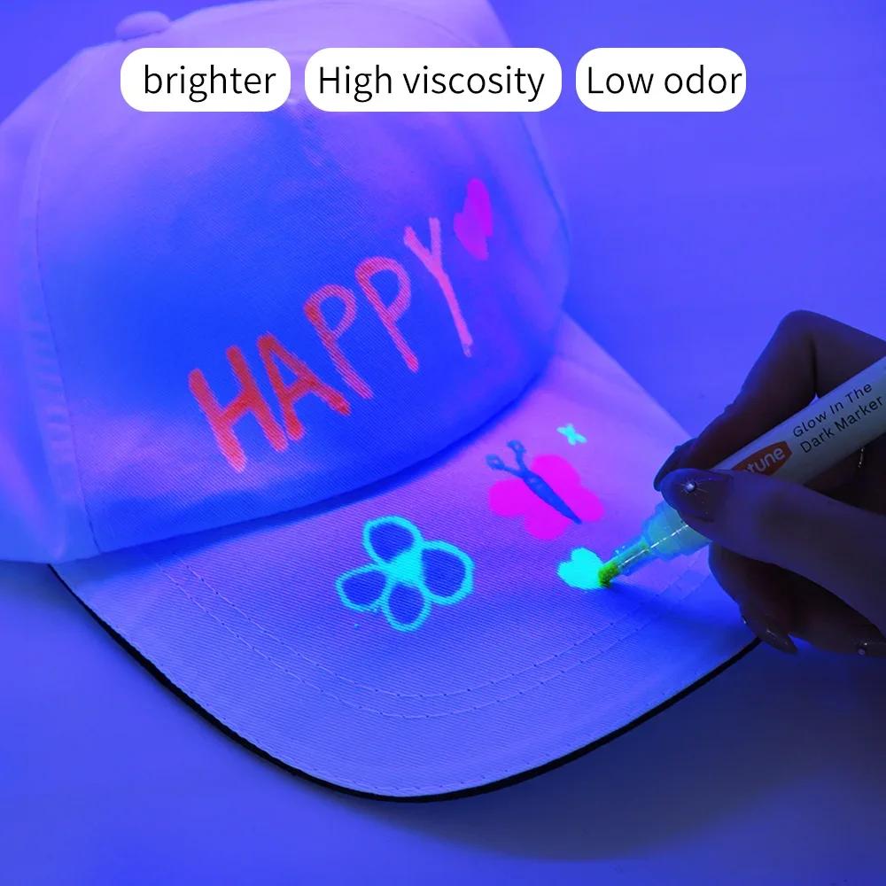 8 цветов/набор Неоновые УФ Флуоресцентные Акриловые Ручки-краски Маркеры для рисования Светящиеся в темноте Яркие DIY Светящиеся маркеры Художественные принадлежности